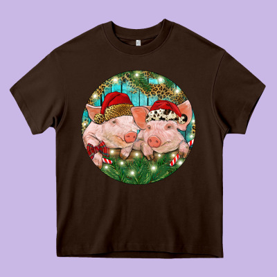 Christmas Pigs Heavy Core Tee Designed By Ranaportraitstore