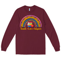 Burgundy back to school rainbow teach love inspire Long Sleeve Tee - AdoDesignShop