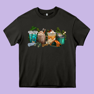 Camping Coffee Cups Heavy Core Tee Designed By Texasbilliewilder