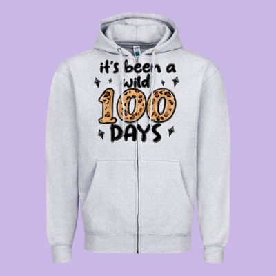 Its Been A Wild 100 Days Zipper Hoodie Designed By Maliassmallbusiness