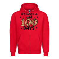 Red its been a wild 100 days Zipper Hoodie - MaliasSmallBusiness