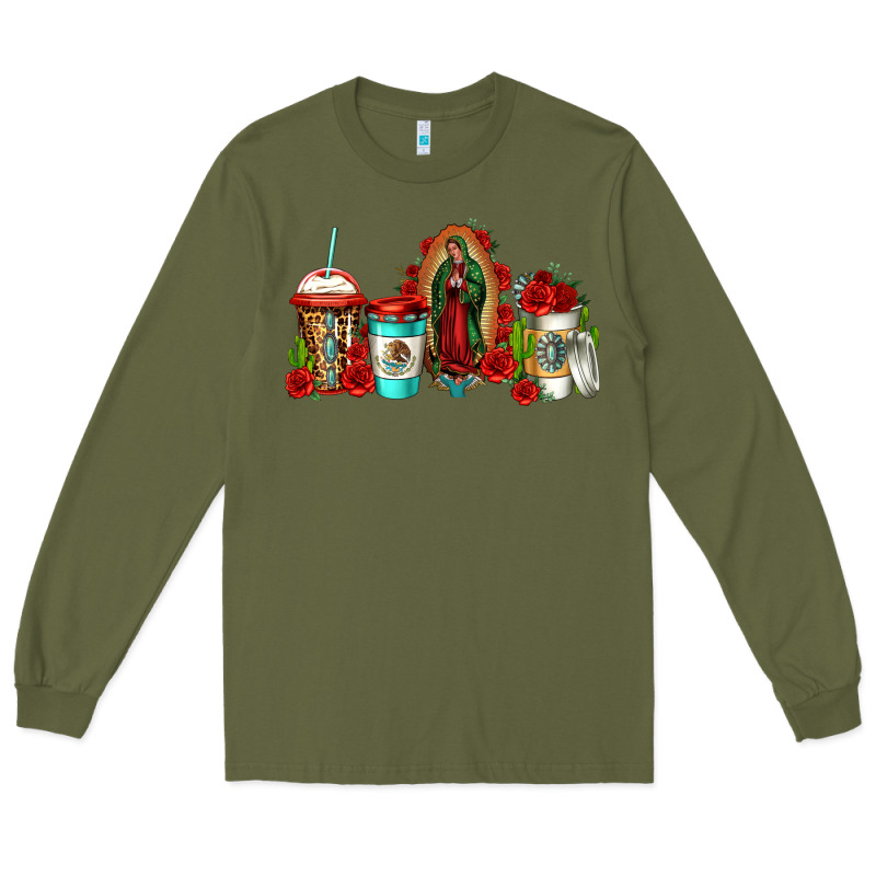 Lady Of Guadalupe Coffee Long Sleeve Tee by Jasminsmagicworld | Teevron