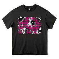 Asphalt Pink Christmas Plaid Cowhide Pattern Background Heavy Core Tee - RanaPortraitStore