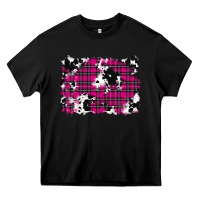 Black Pink Christmas Plaid Cowhide Pattern Background Heavy Core Tee - RanaPortraitStore