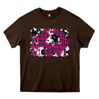 Chocolate Brown Pink Christmas Plaid Cowhide Pattern Background Heavy Core Tee - RanaPortraitStore