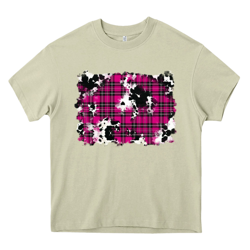 Pink Christmas Plaid Cowhide Pattern Background Heavy Core Tee by RanaPortraitStore | Teevron
