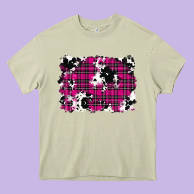 Pink Christmas Plaid Cowhide Pattern Background Heavy Core Tee Designed By Ranaportraitstore