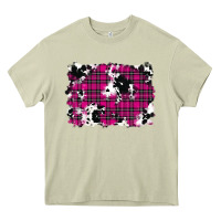 Mossy Pink Christmas Plaid Cowhide Pattern Background Heavy Core Tee - RanaPortraitStore