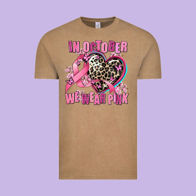 Western Leopard  In October We Wear Pink Heart Vintage Tee Designed By Adodesignshop