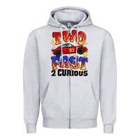 Heather Grey two fast two curious boys birthday racing car Zipper Hoodie - MaliasSmallBusiness