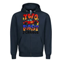 Navy two fast two curious boys birthday racing car Zipper Hoodie - MaliasSmallBusiness