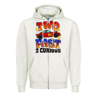 Oatmeal Heather two fast two curious boys birthday racing car Zipper Hoodie - MaliasSmallBusiness