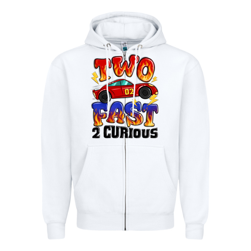 Two Fast Two Curious Boys Birthday Racing Car Zipper Hoodie by MaliasSmallBusiness | Teevron