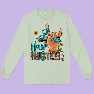 Hair Hustler Long Sleeve Tee Designed By Jasminsmagicworld
