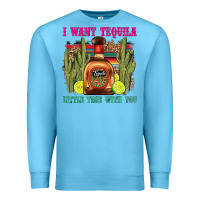 Ocean Blue i want tequila little time with you Premium Sweatshirt - LillyAllenDesigns