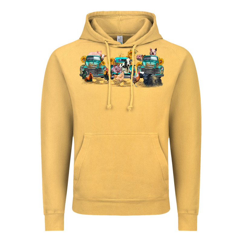 Western Farm Trucks Farm Animals Vintage Hoodie by FaDigitalArtStudio | Teevron