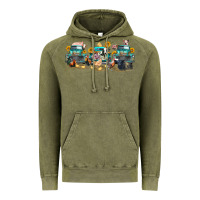 Vintage Olive western farm trucks farm animals Vintage Hoodie - FaDigitalArtStudio
