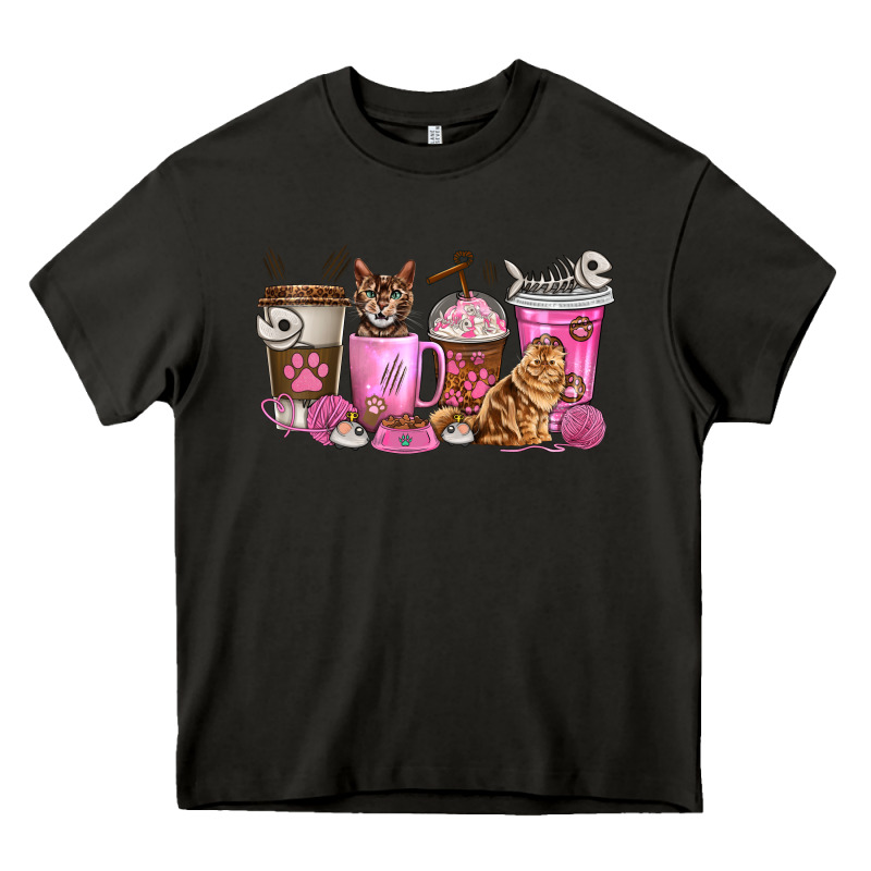 Cat Coffee Cups Heavy Core Tee by texasbilliewilder | Teevron