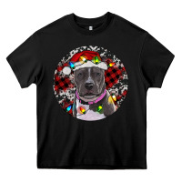 Black Pitbull And Buffalo Plaid Heavy Core Tee - RanaPortraitStore