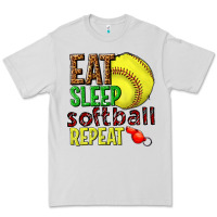 Dove Grey eat sleep softball repeat Premium Tee - texasbilliewilder