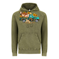 Vintage Olive western farm truck farm animals Vintage Hoodie - FaDigitalArtStudio