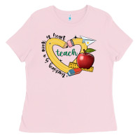 Bubblegum Pink teaching is a work of heart Ladies Tee - JahusDesignShop