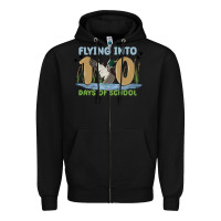Black flying into 100 days of school Zipper Hoodie - MaliasSmallBusiness