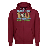 Burgundy flying into 100 days of school Zipper Hoodie - MaliasSmallBusiness