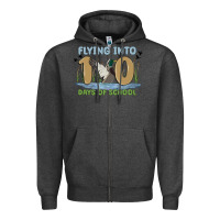 Charcoal Heather flying into 100 days of school Zipper Hoodie - MaliasSmallBusiness