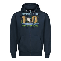 Navy flying into 100 days of school Zipper Hoodie - MaliasSmallBusiness
