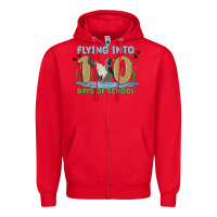 Red flying into 100 days of school Zipper Hoodie - MaliasSmallBusiness