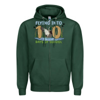 Sports Green flying into 100 days of school Zipper Hoodie - MaliasSmallBusiness
