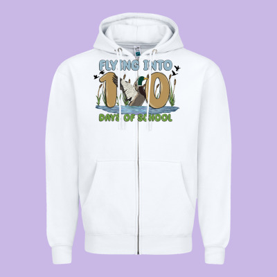 Flying Into 100 Days Of School Zipper Hoodie Designed By Maliassmallbusiness