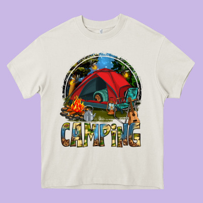 Camping Heavy Core Tee Designed By Texasbilliewilder