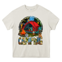 Cream camping Heavy Core Tee - texasbilliewilder