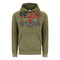Vintage Olive stars and stripes Vintage Hoodie - CowhideDigitalArt