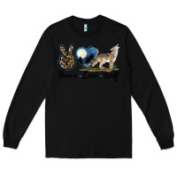 Black Peace Love Wolf Long Sleeve Tee - LillyAllenDesigns