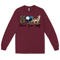 Burgundy Peace Love Wolf Long Sleeve Tee - LillyAllenDesigns