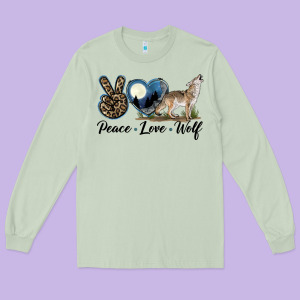 Peace Love Wolf Long Sleeve Tee Designed By Lillyallendesigns