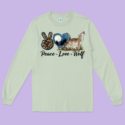 Peace Love Wolf Long Sleeve Tee Designed By Lillyallendesigns
