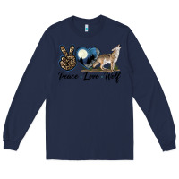 Navy Peace Love Wolf Long Sleeve Tee - LillyAllenDesigns