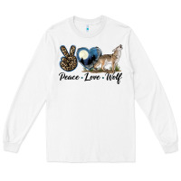 White Peace Love Wolf Long Sleeve Tee - LillyAllenDesigns