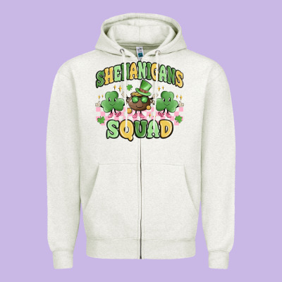 Shenanigans Squad Zipper Hoodie Designed By Maliassmallbusiness