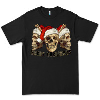 Black Merry Christmas Skulls Premium Tee - RanaPortraitStore