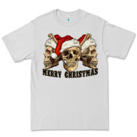 Dove Grey Merry Christmas Skulls Premium Tee - RanaPortraitStore