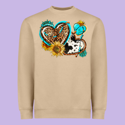 Western Leopard Pride  Hearts Heavyweight Sweatshirt Designed By Adodesignshop