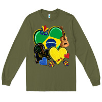 Army Green brazil hearts Long Sleeve Tee - NancyCooperArtShop