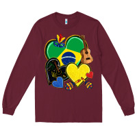 Burgundy brazil hearts Long Sleeve Tee - NancyCooperArtShop