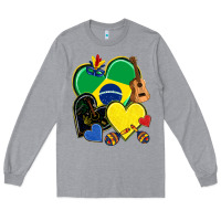 Heather Grey brazil hearts Long Sleeve Tee - NancyCooperArtShop