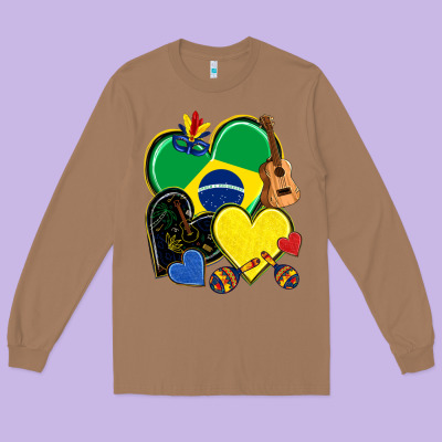 Brazil Hearts Long Sleeve Tee Designed By Nancycooperartshop